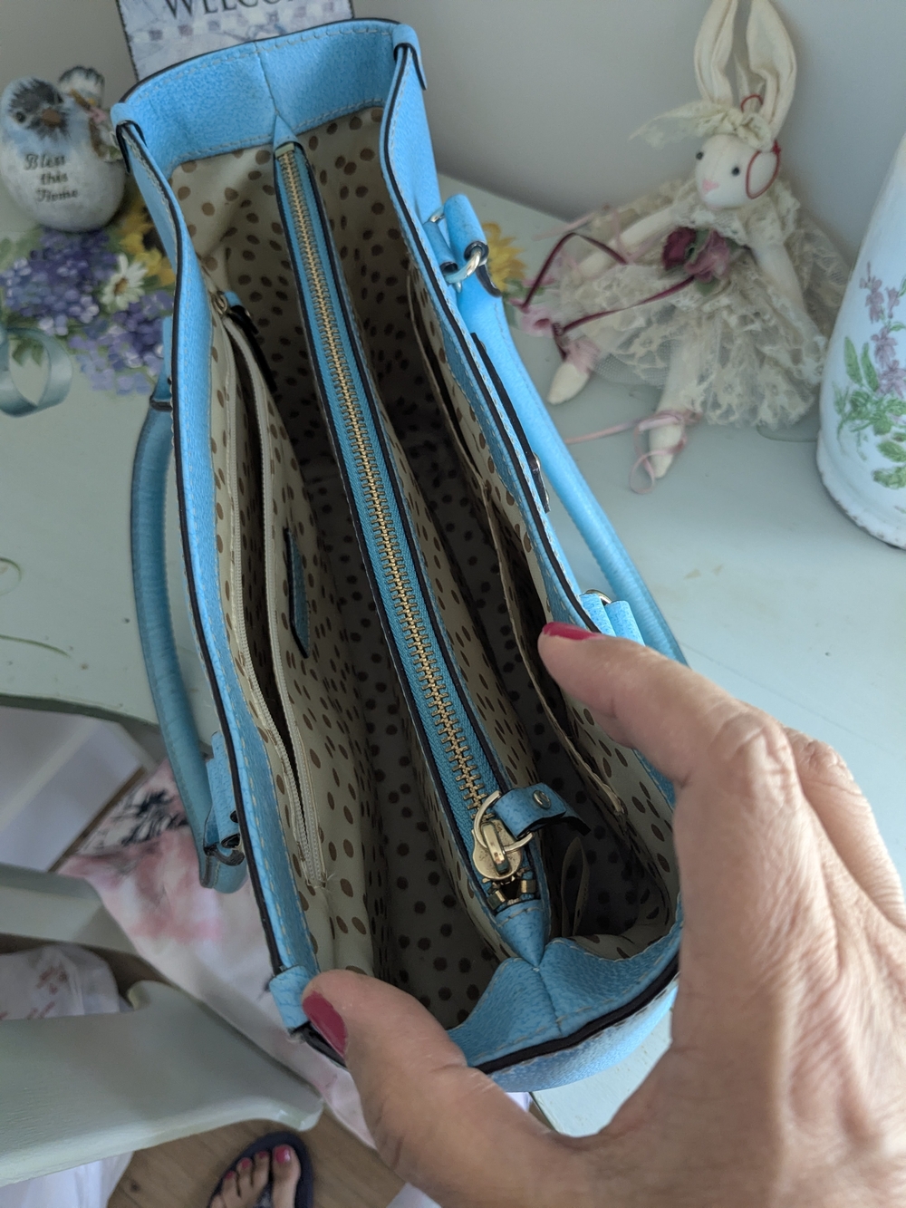 kate spade Sky Blue Pebbled Leather Tote - Picture 8 of 10